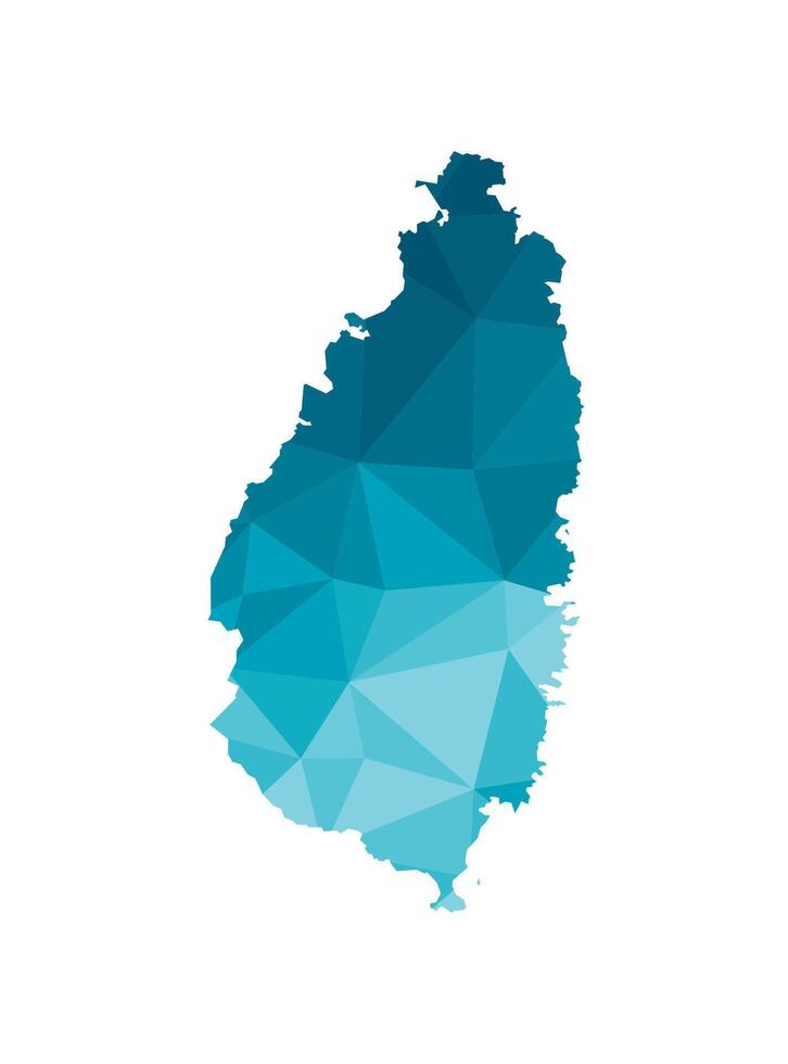 isolated illustration icon with simplified blue silhouette of Saint Lucia, state map. Polygonal geometric style, triangular shapes. White background. vector