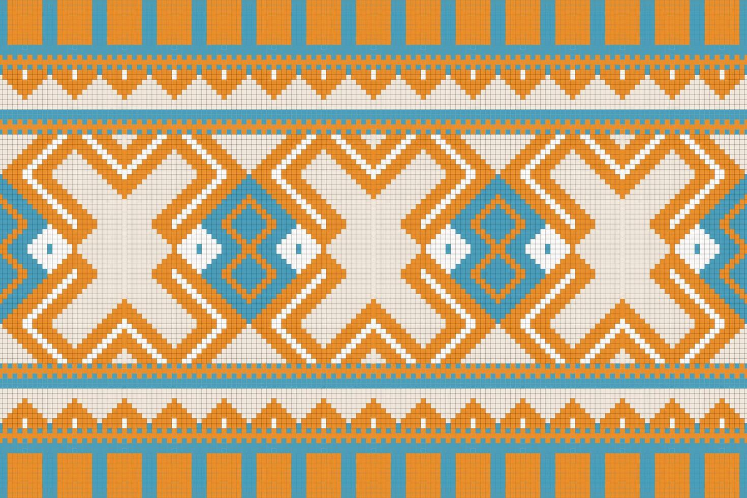 Motif Ikat Paisley Embroidery Background. Ikat Diamond Geometric Ethnic Oriental Pattern traditional.aztec Style Abstract illustration.design for Texture,fabric,clothing,wrapping,sarong. vector