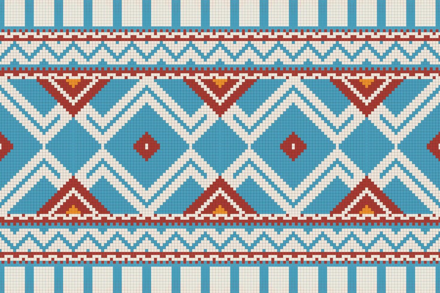 Motif Ikat Paisley Embroidery Background. Ikat Frame Geometric Ethnic Oriental Pattern traditional.aztec Style Abstract illustration.design for Texture,fabric,clothing,wrapping,sarong. vector