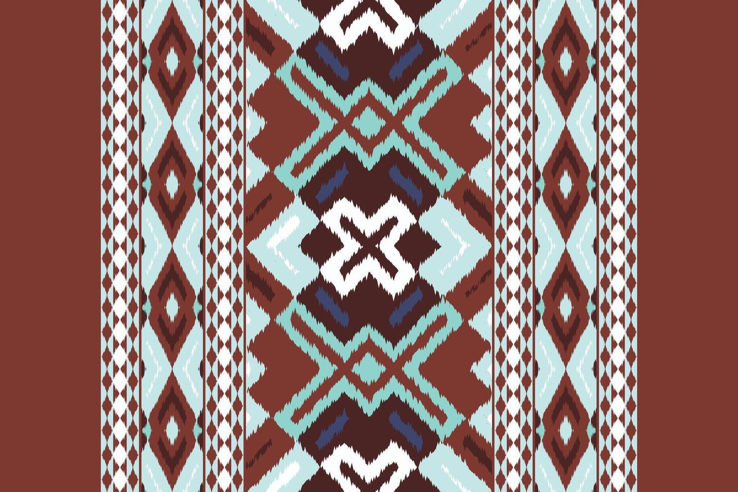Ikat Floral Paisley Embroidery Background. Ikat Diamond Geometric Ethnic Oriental Pattern traditional.aztec Style Abstract illustration.design for Texture,fabric,clothing,wrapping,sarong. vector