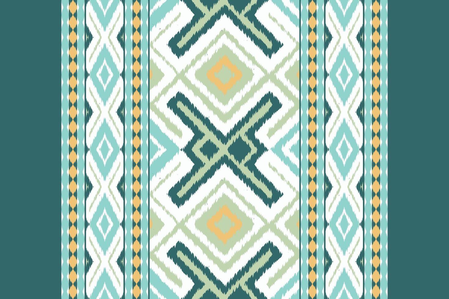 Ikat Floral Paisley Embroidery Background. Ikat Texture Geometric Ethnic Oriental Pattern traditional.aztec Style Abstract illustration.design for Texture,fabric,clothing,wrapping,sarong. vector