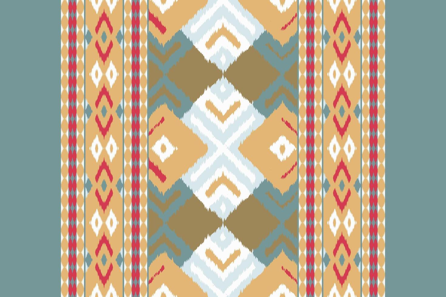 Ikat Damask Paisley Embroidery Background. Ikat Flower Geometric Ethnic Oriental Pattern traditional.aztec Style Abstract illustration.design for Texture,fabric,clothing,wrapping,sarong. vector