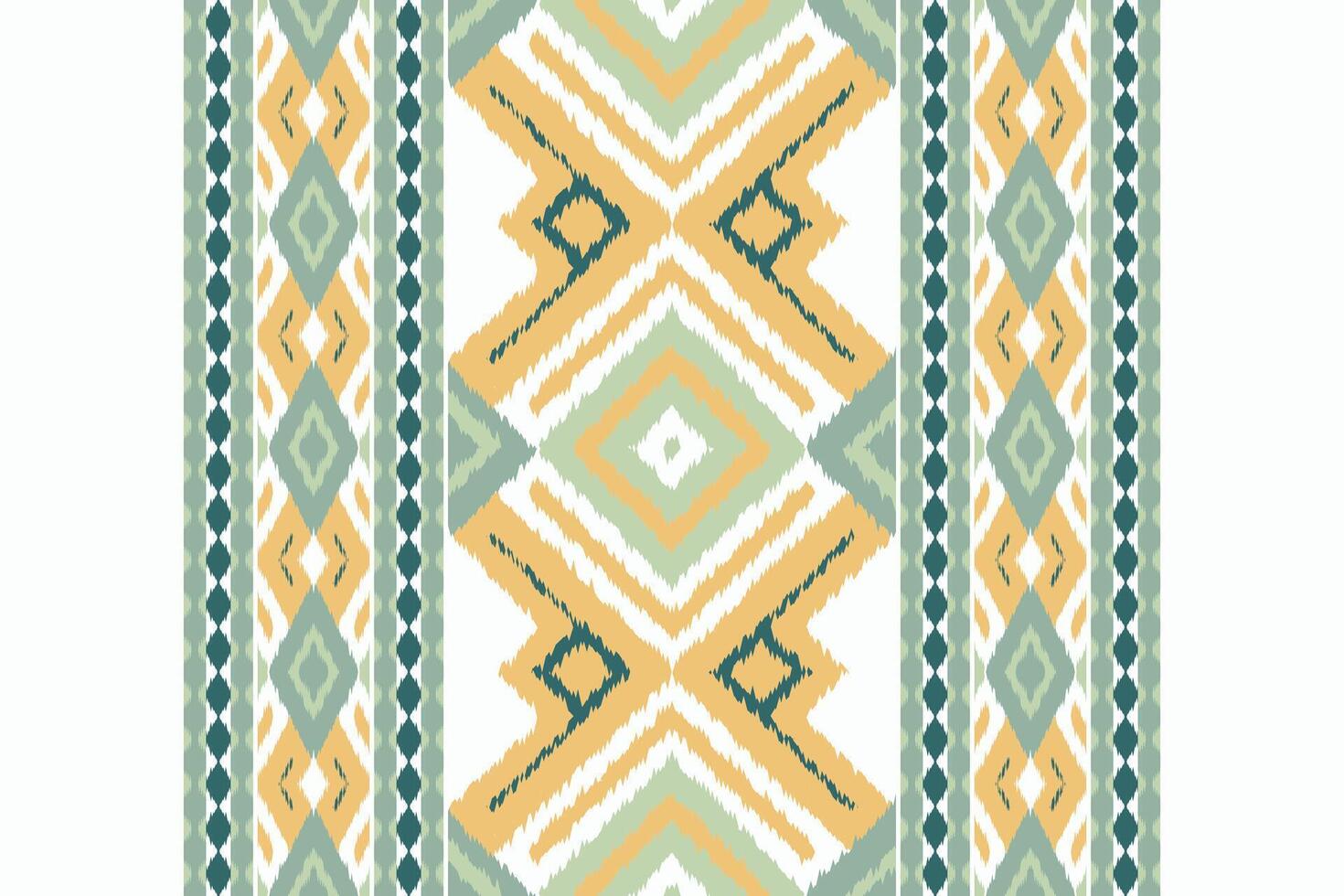 Ikat Floral Paisley Embroidery Background. Ikat Stripe Geometric Ethnic Oriental Pattern traditional.aztec Style Abstract illustration.design for Texture,fabric,clothing,wrapping,sarong. vector