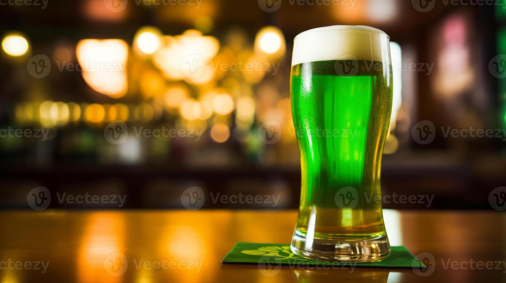 glass of green beer, st patricks day concept. Neural network photo