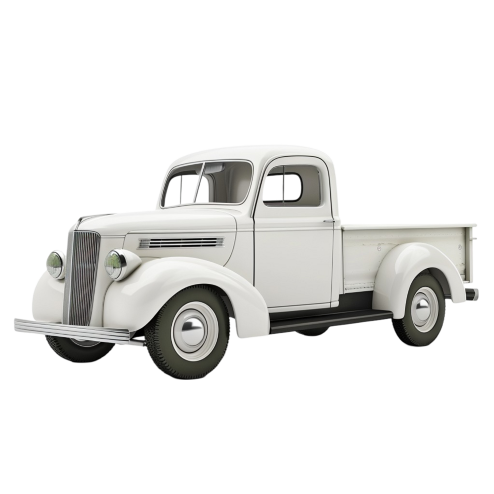 An Old White Pickup Truck On Transparent Background png