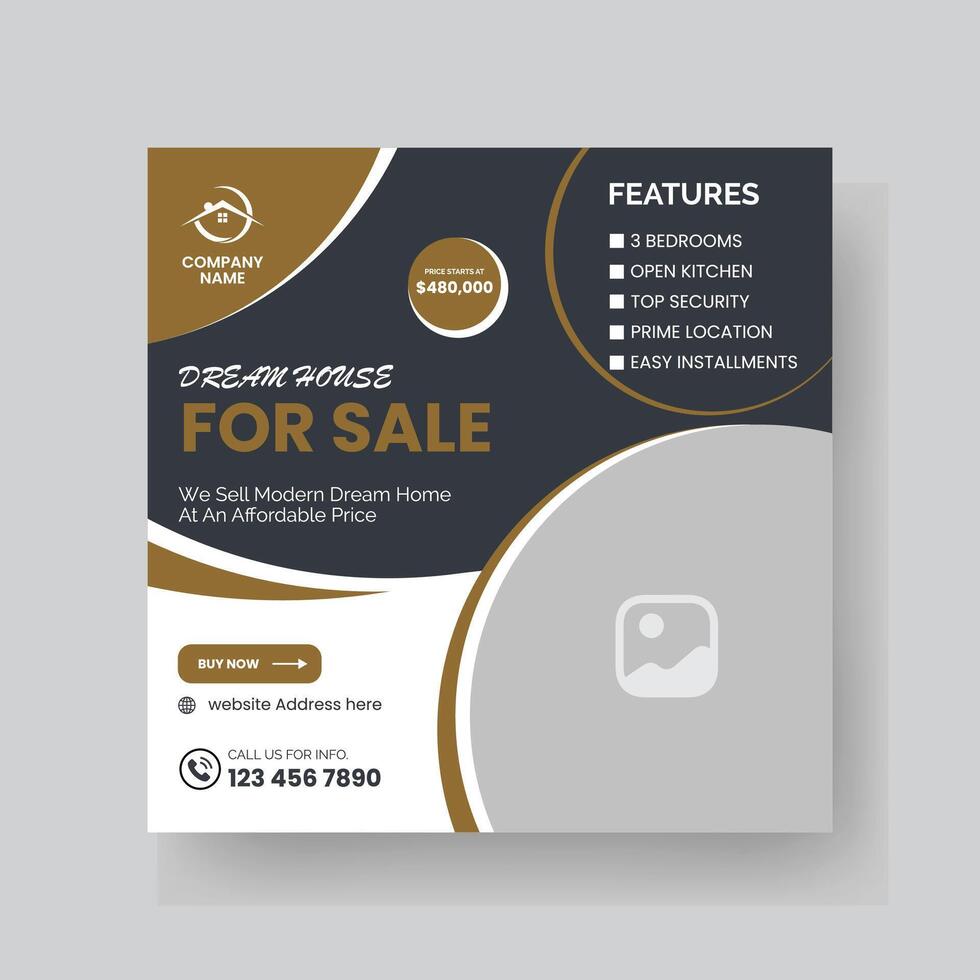 Modern Real state Home rent social media post Sale or carousel design template vector