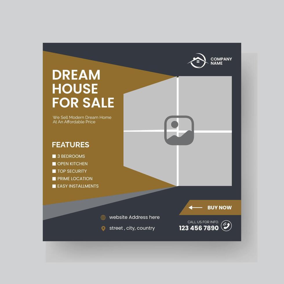 Modern Real state Home rent social media post Sale or carousel design template vector