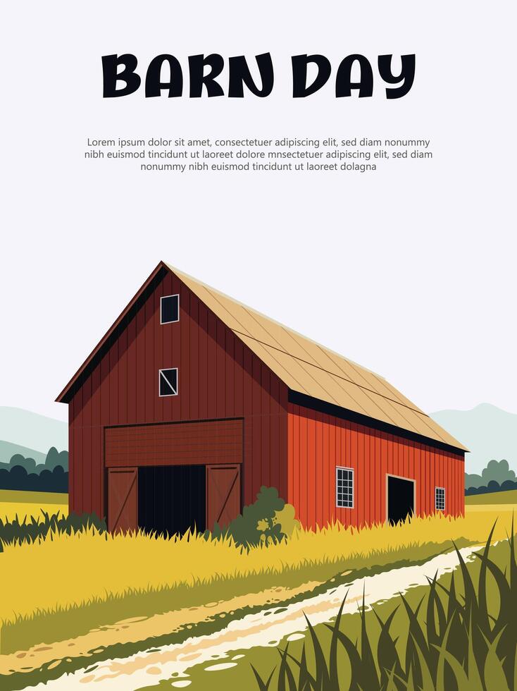 Barn Day background. vector