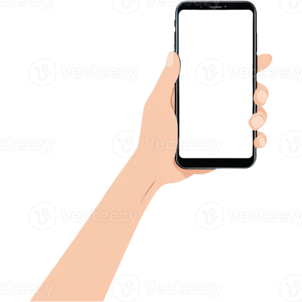 Hand holding smartphone png