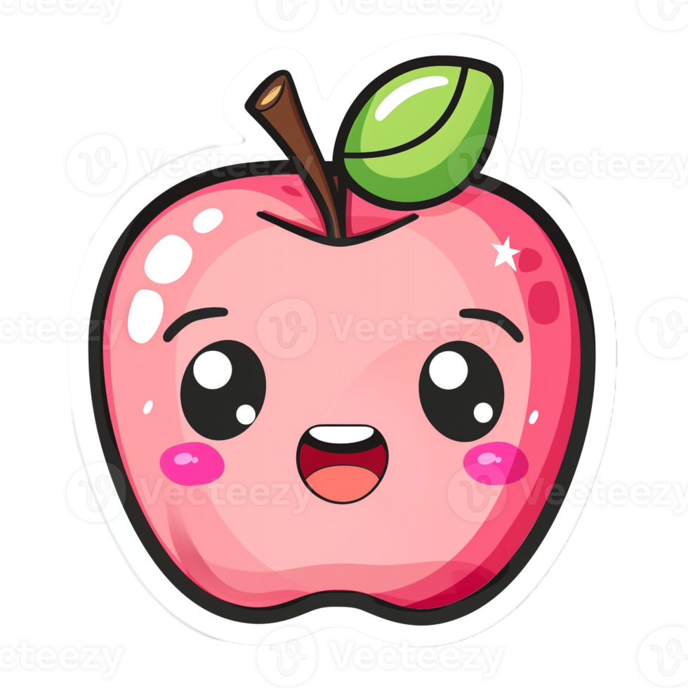 apple sticker, kawaii, symmetry, logo design, png