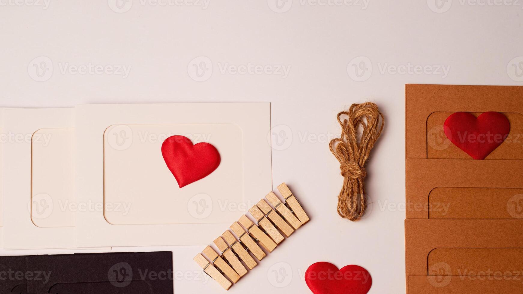 Preparing for Valentine's Day.Filling out letters and cards. Valentine. photo
