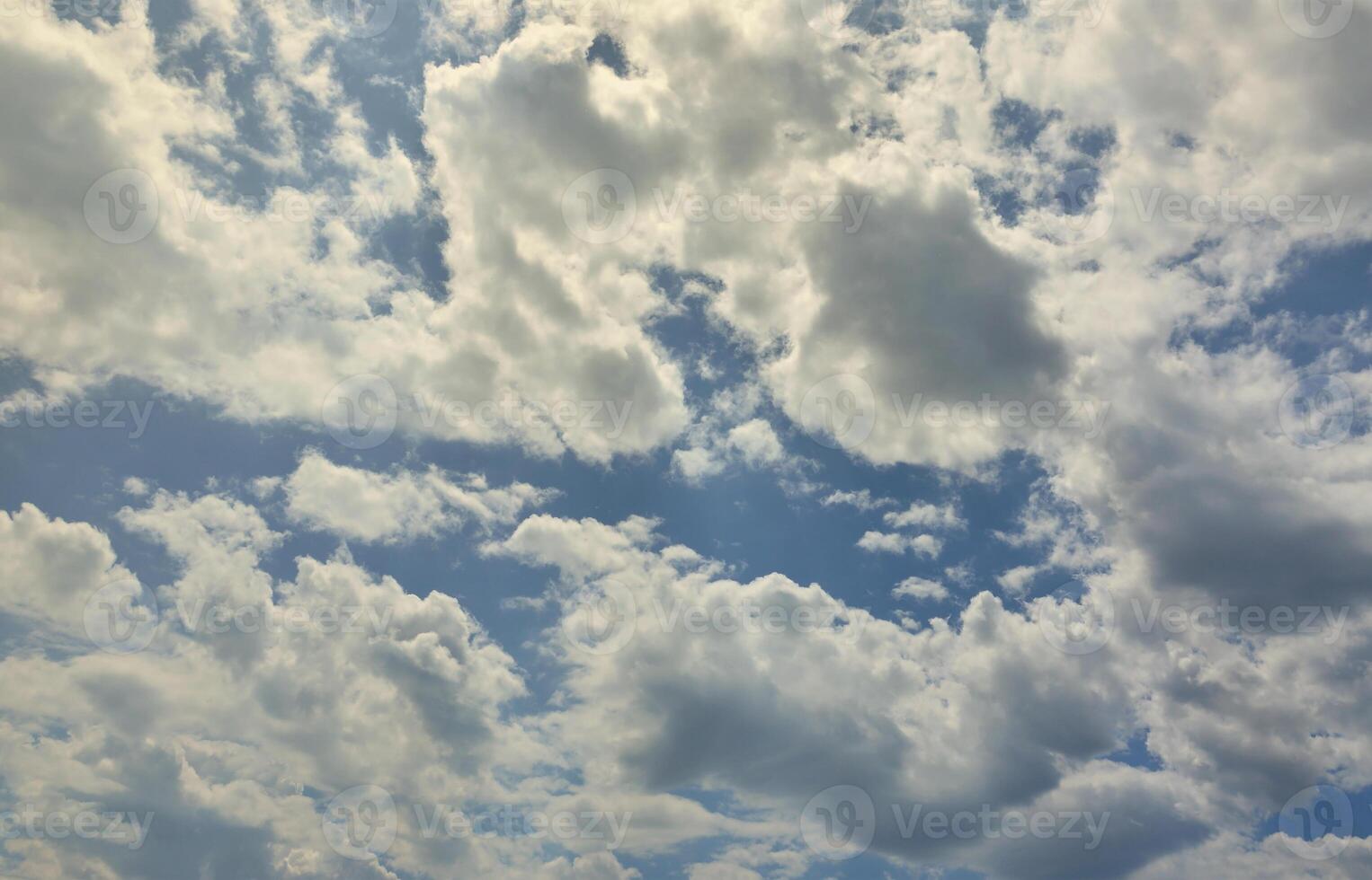 Image of clear blue sky and white clouds on day time for background usage photo
