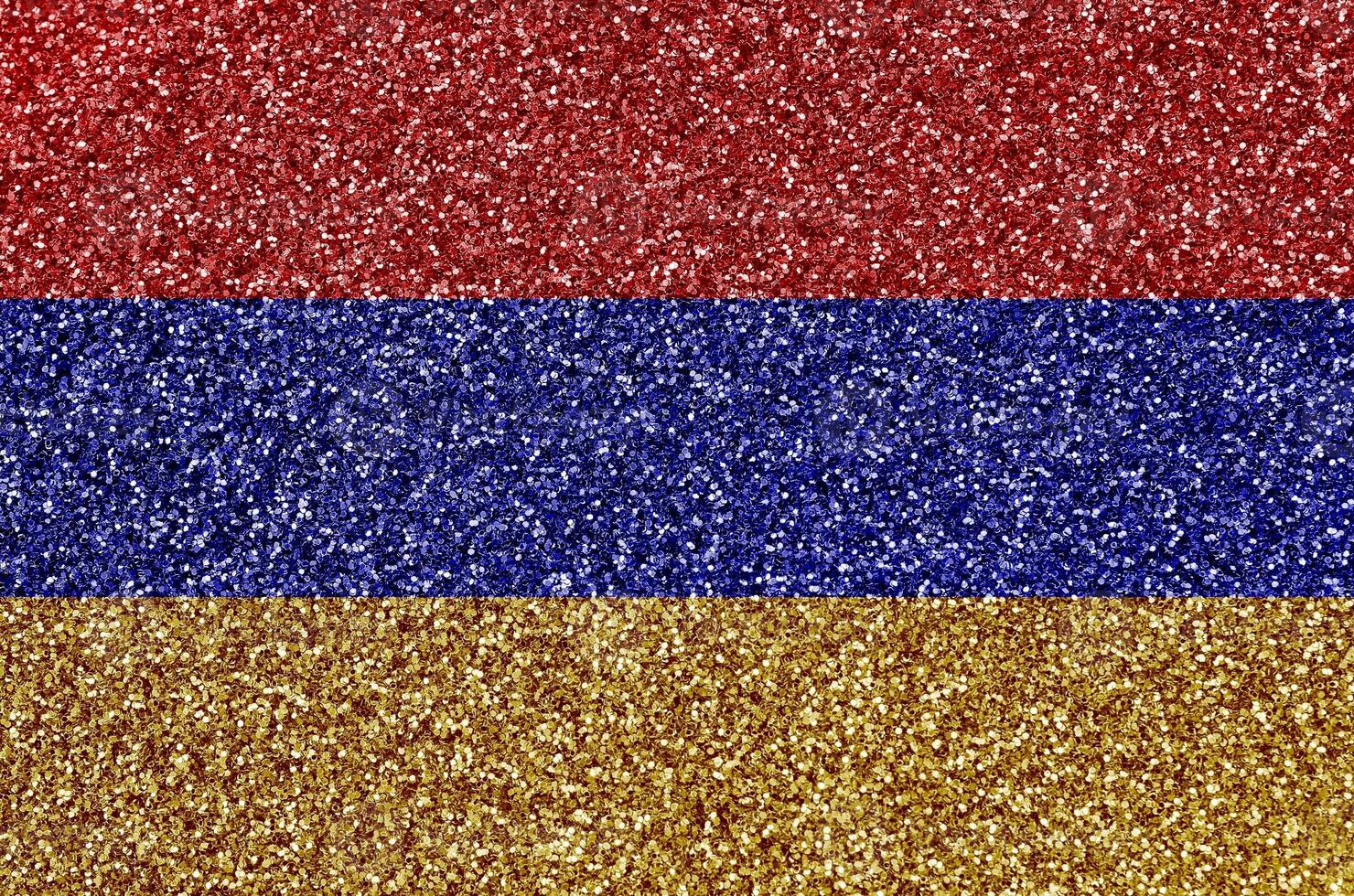 Armenia flag depicted on many small shiny sequins. Colorful festival background for party photo