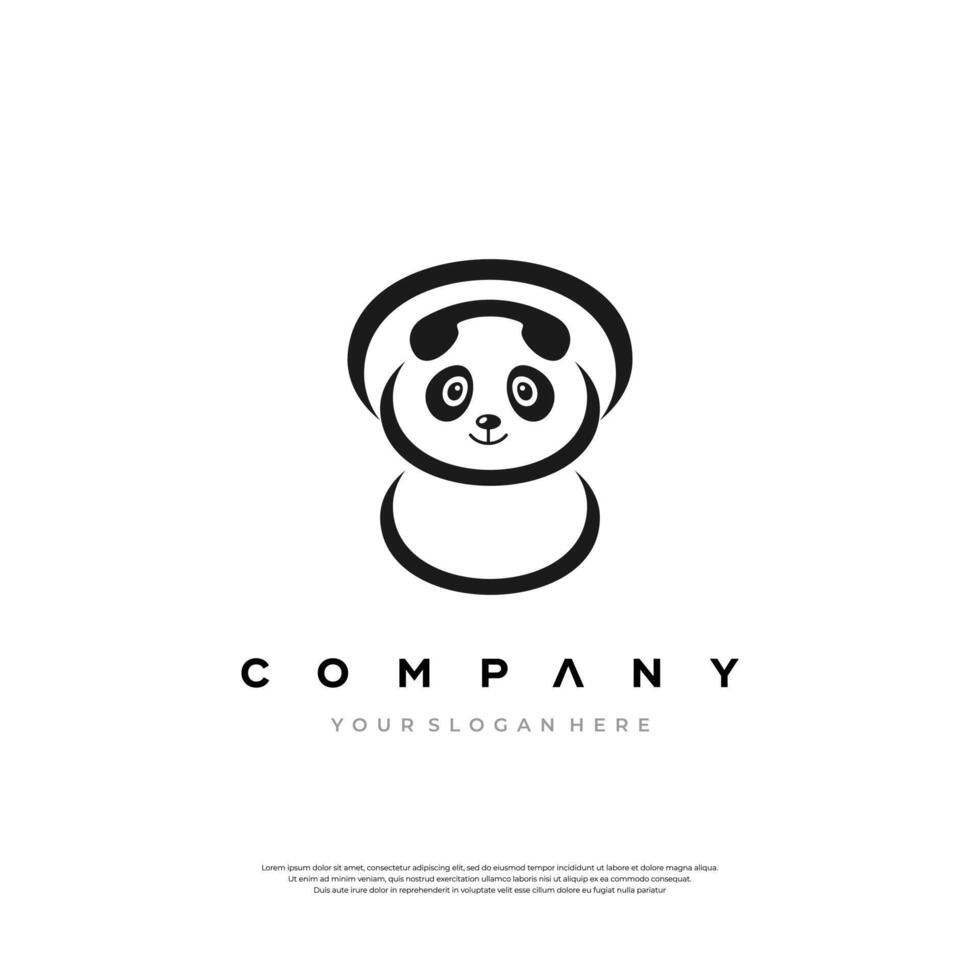 Embracing the simplicity of this panda bear logo design template vector