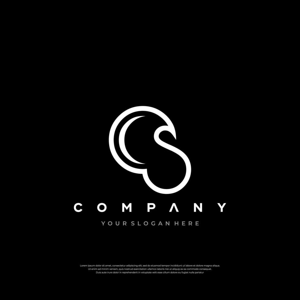 Initial letter CS abstract house logo icon design minimalist monogram property concept, real estate symbol vector