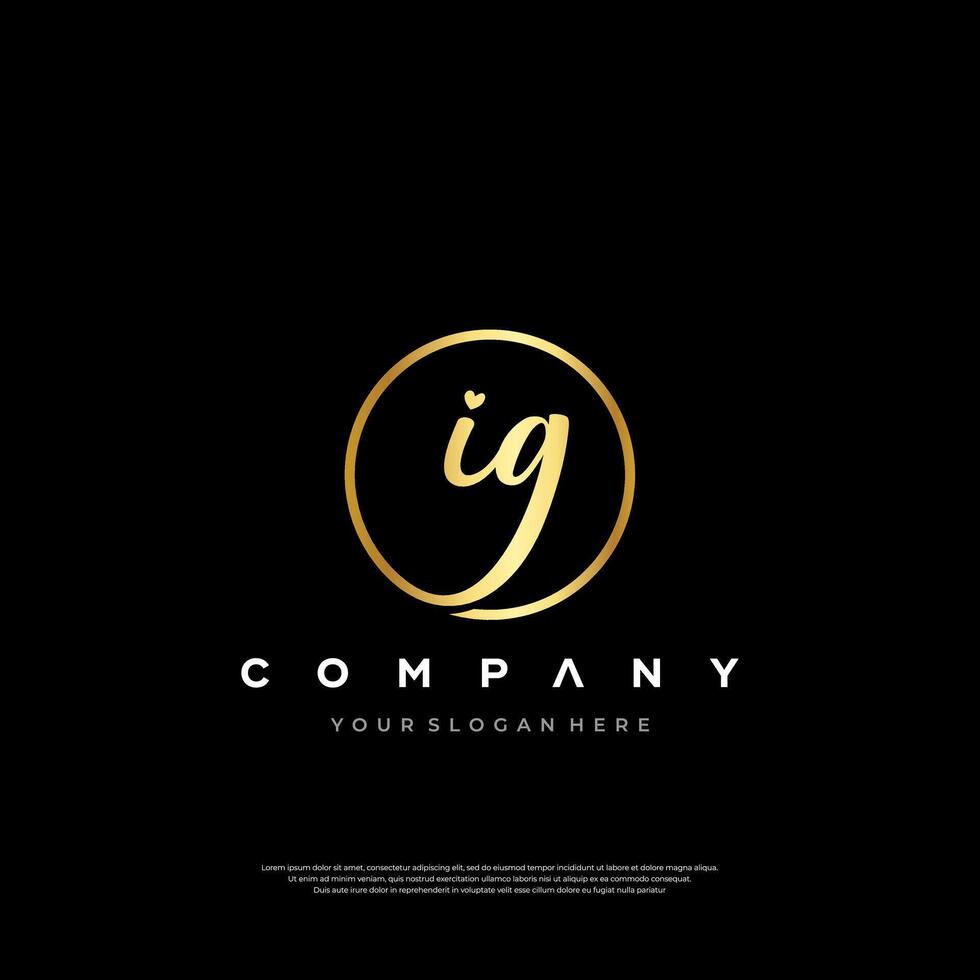 IG IQ Letter Logo Design Template vector
