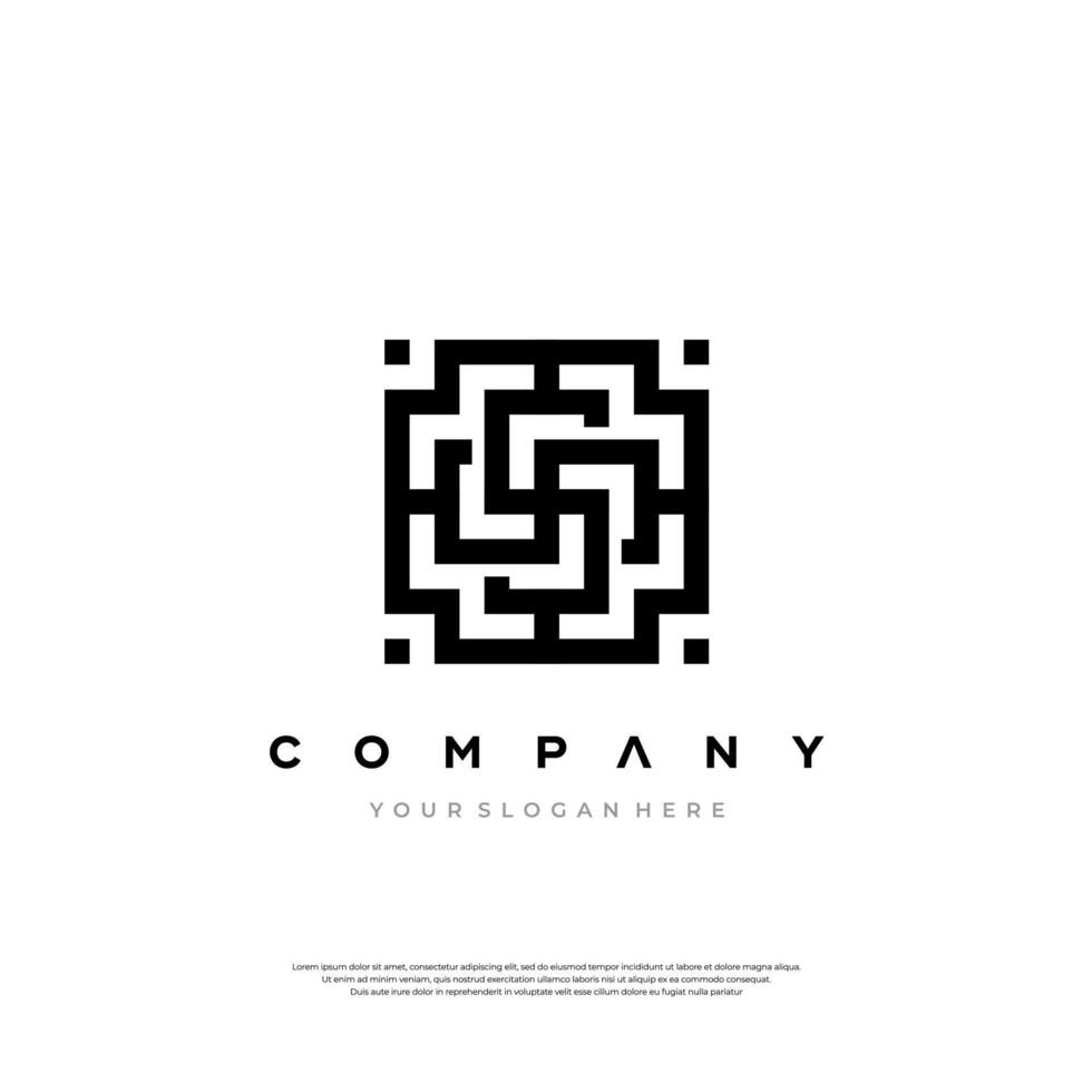 Intricate Geometric Labyrinth - A Symbol of Complex Strategy and Intellectual Depth in Logo Design vector