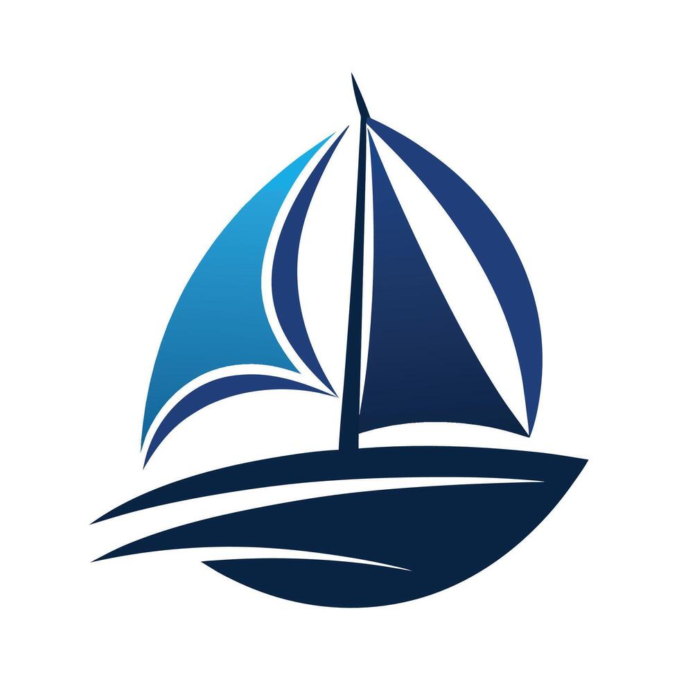 A simple illustration of a blue sailboat with white background. vector