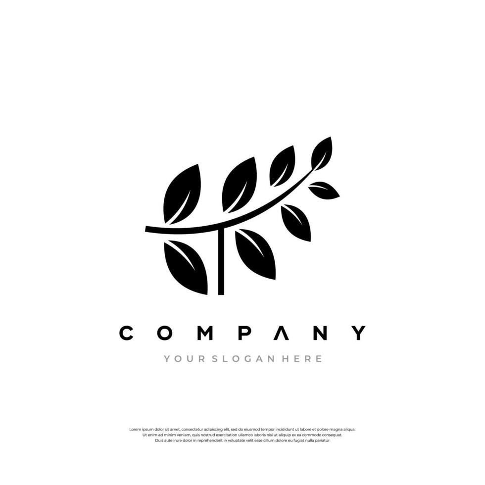Letter T Logo with three green leaf vector