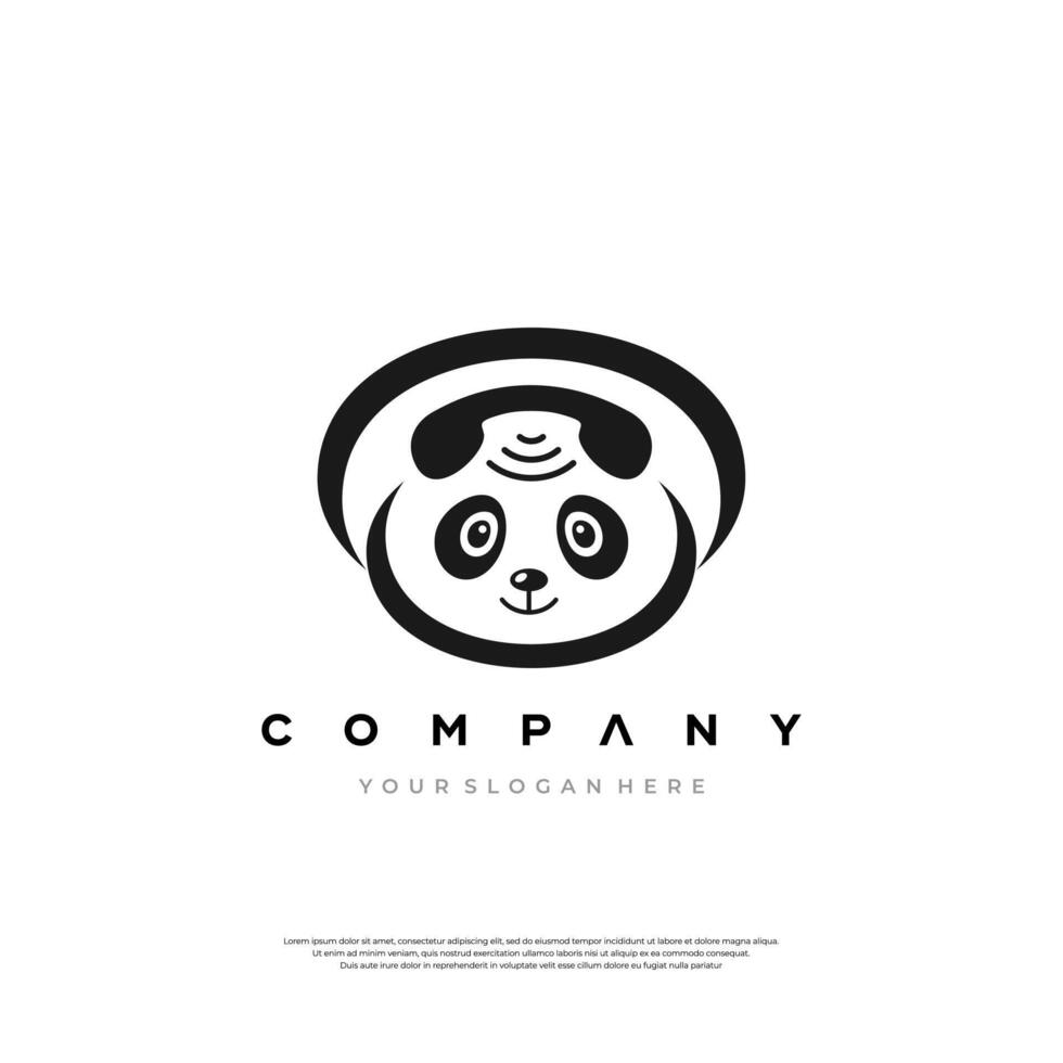 A cute panda bear logo design template vector
