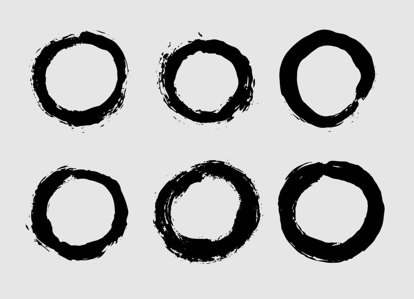 Abstract illustration of black brushstroke circles on a white background vector