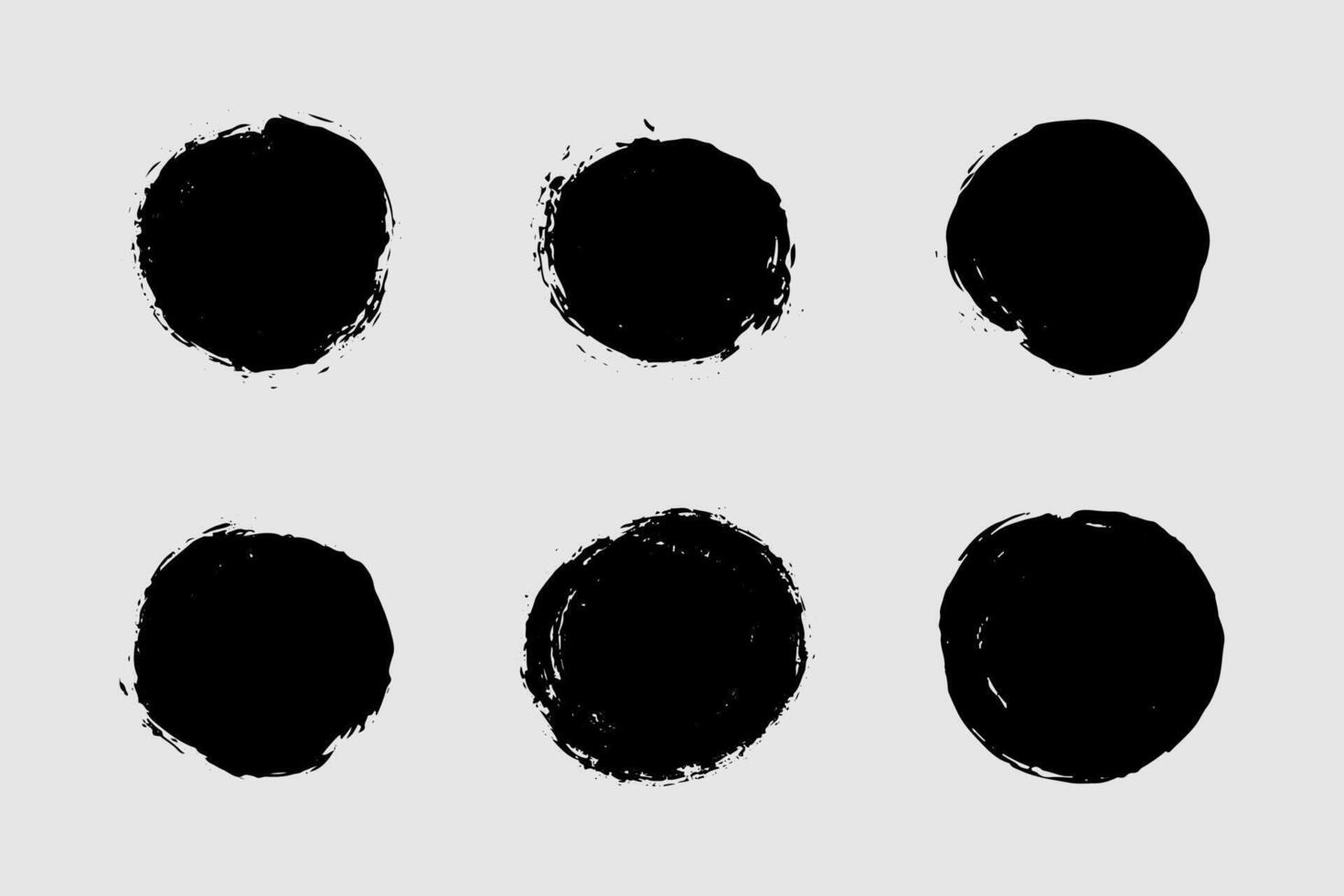 Abstract illustration of black brushstroke circles on a white background vector