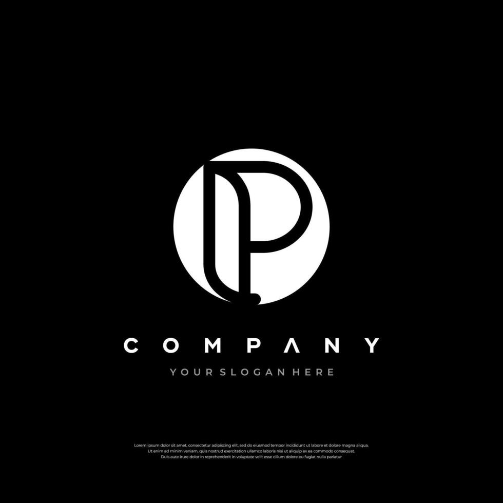 alphabet letter P monogram logo, gold color elegant classical vector