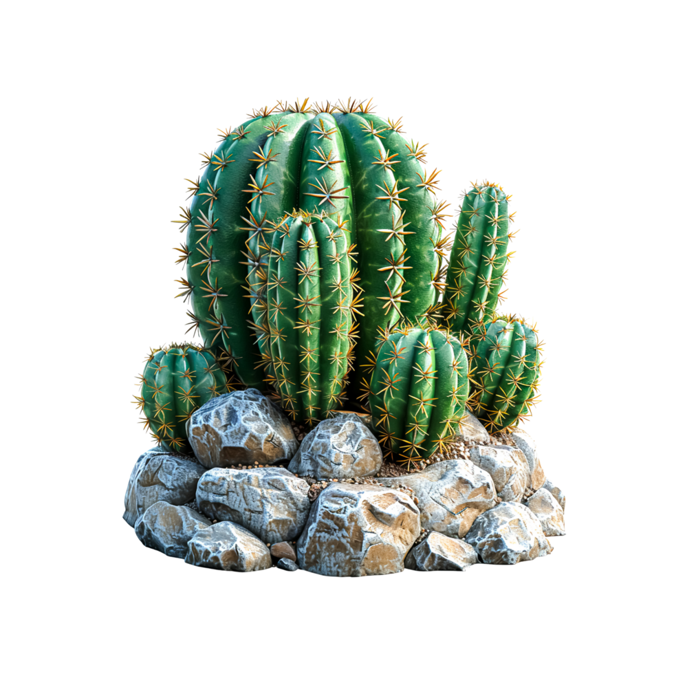 Cactus Plant with Textured Skin and Spines png