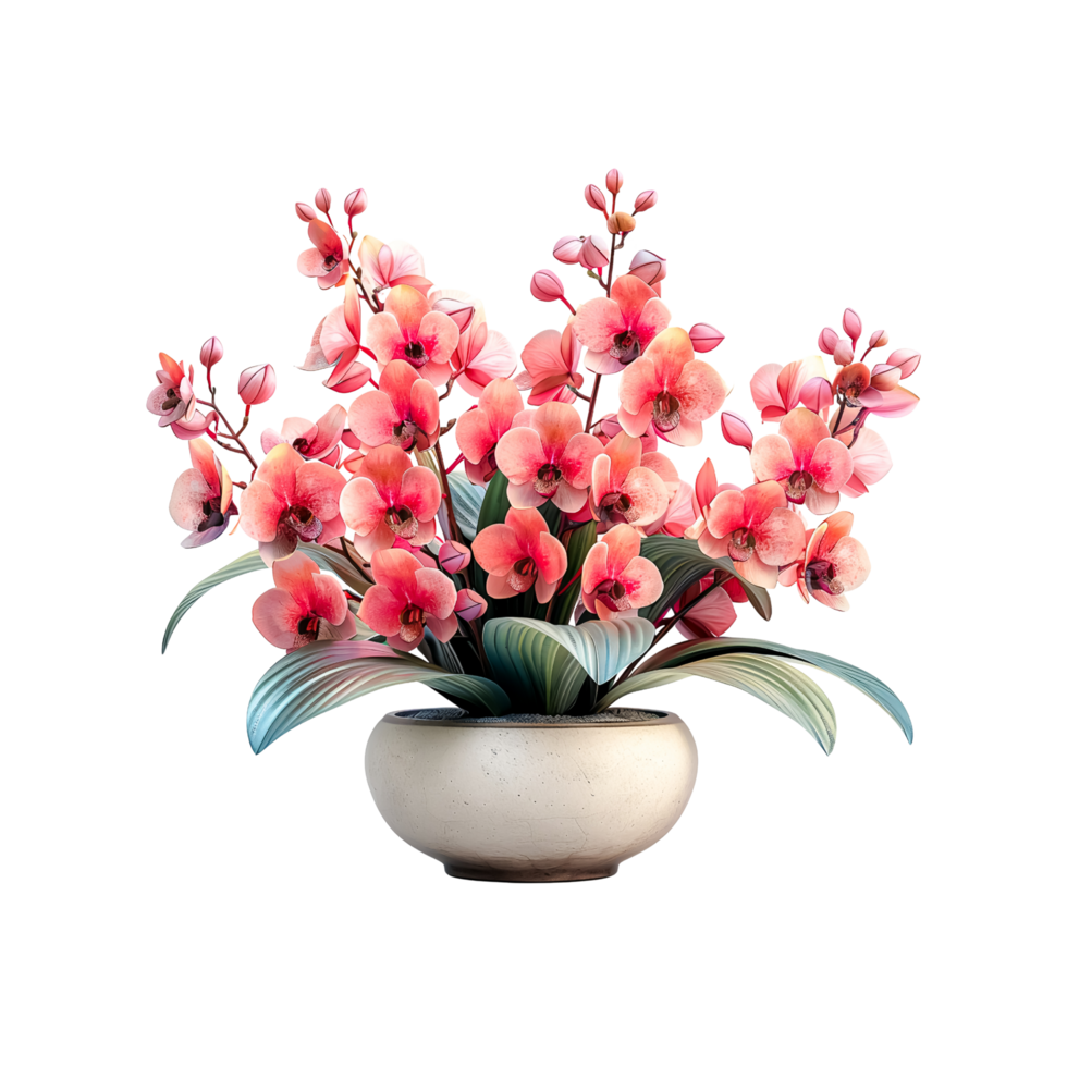 Botanical Beauty Exquisite Orchid Plant with Lush Blooms png