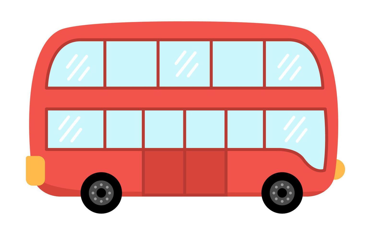 red double-decker bus. Funny autobus for kids. Cute vehicle clip art. Public transport icon isolated on white background vector
