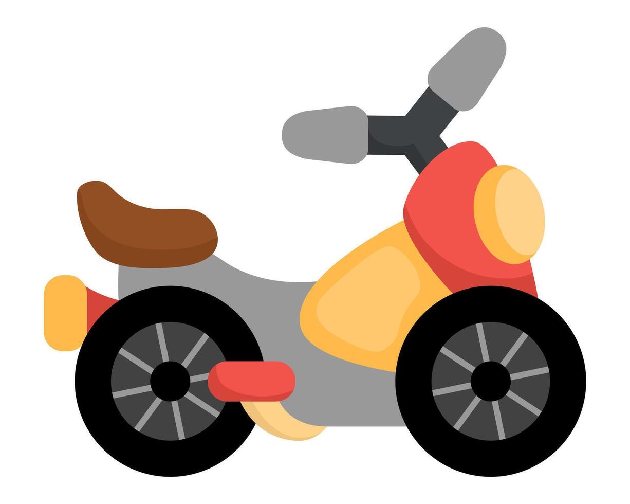 motobike icon. Flat bike illustration isolated on white background. Active sport equipment sign. Simple active hobby picture. Alternative ecological transportation concept vector