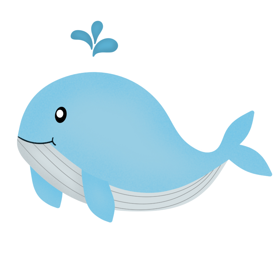 Cute whale cartoon element illustration png