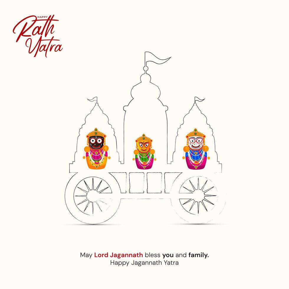 illustration of Rath Yatra Lord Jagannath festival Social Media Post vector