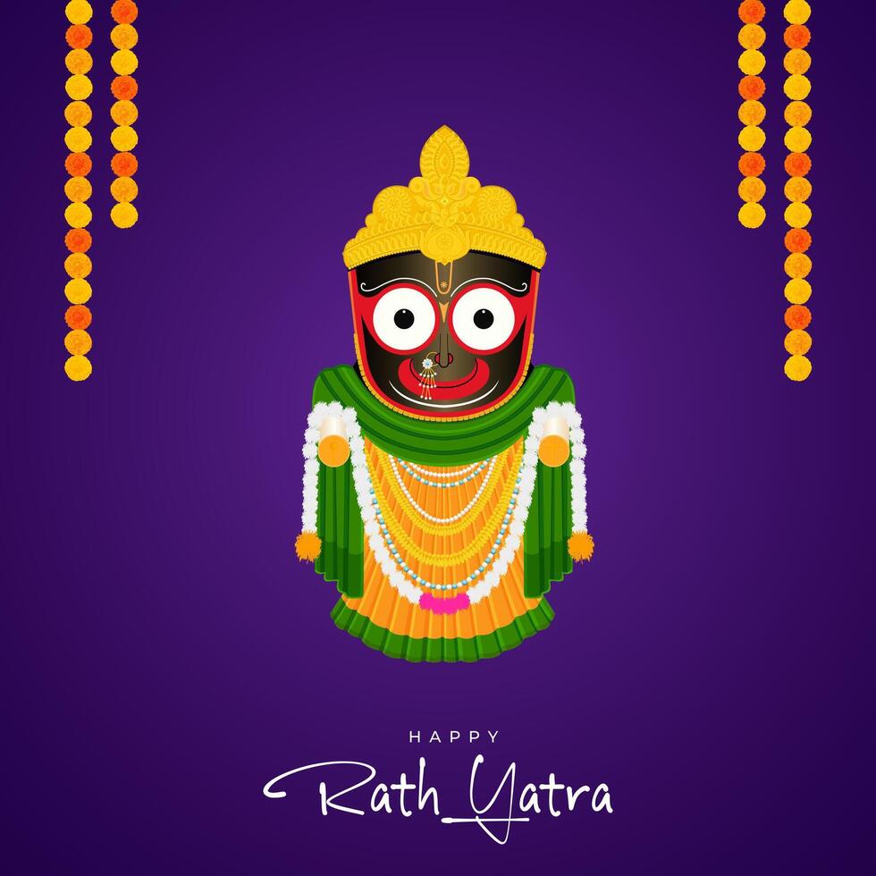 illustration of Rath Yatra Lord Jagannath festival Social Media Post vector