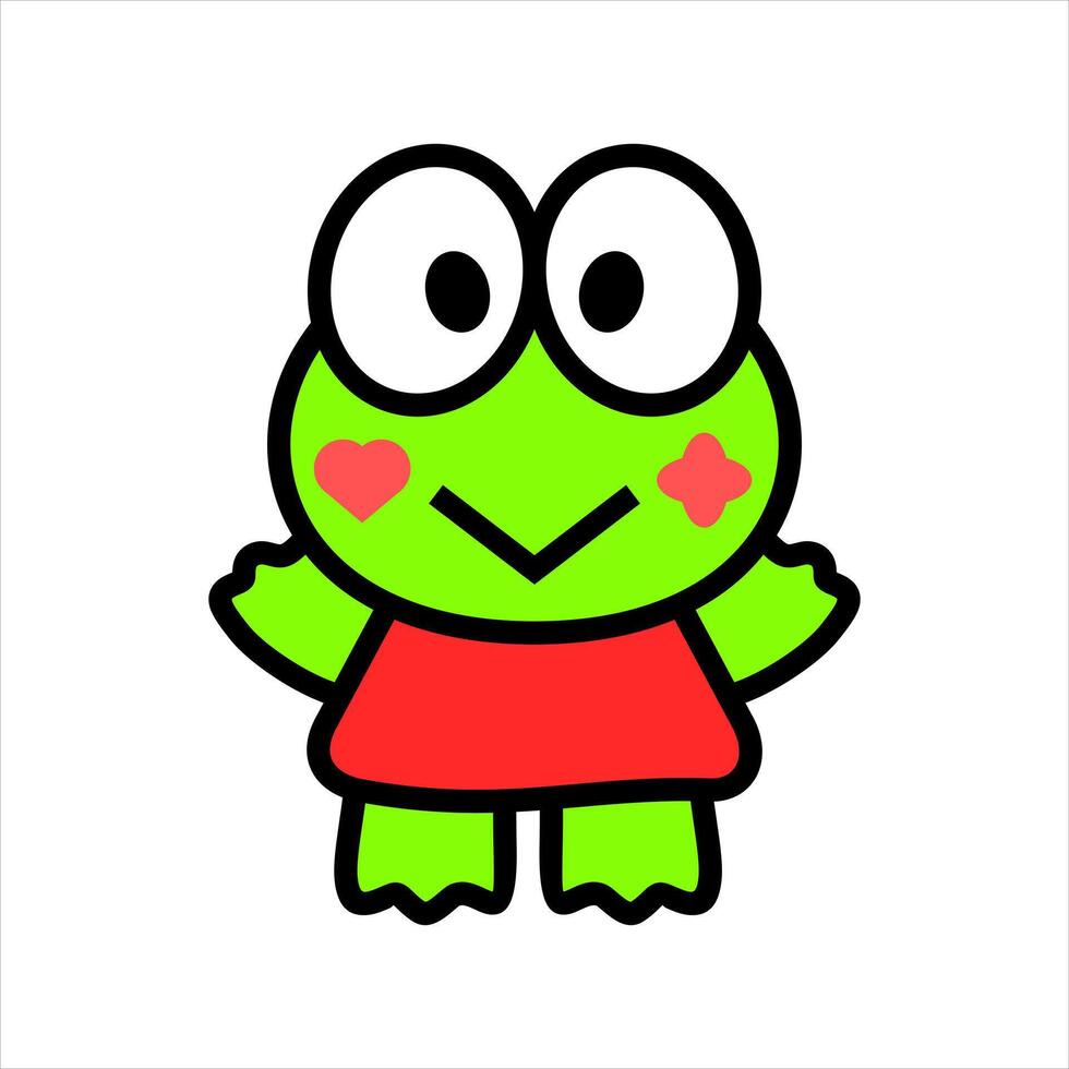 cute frog logo icon feeling happy vector