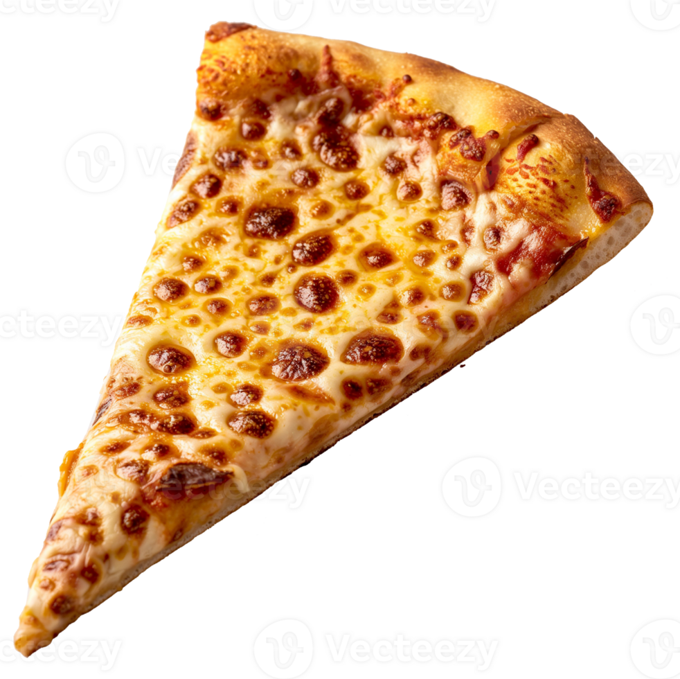 A hot Cheese Pizza slice isolated on a transparent background png