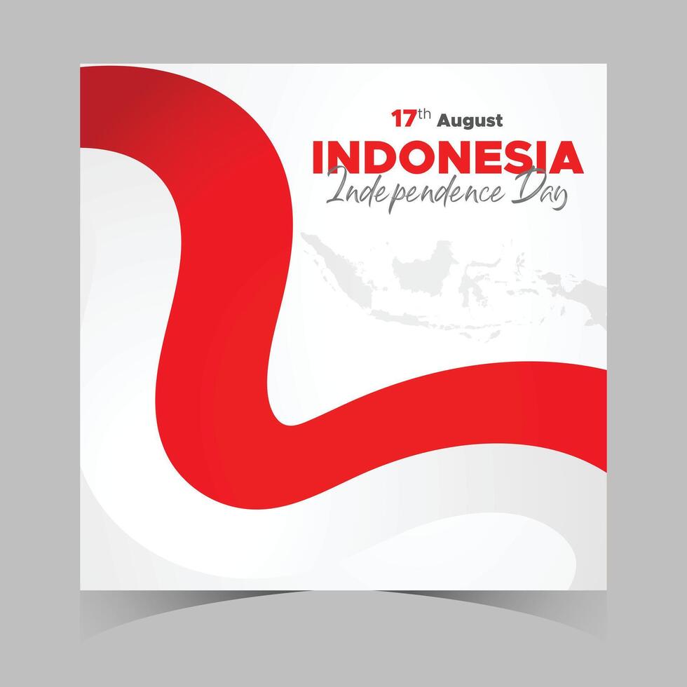 Indonesia Independence Day Web Banner With Red and White Flag in Background. 17 August Indonesia Happy Independence Day Social Media Post and Cover Banner, Flyer, Invitation card, Brochure, Poster vector