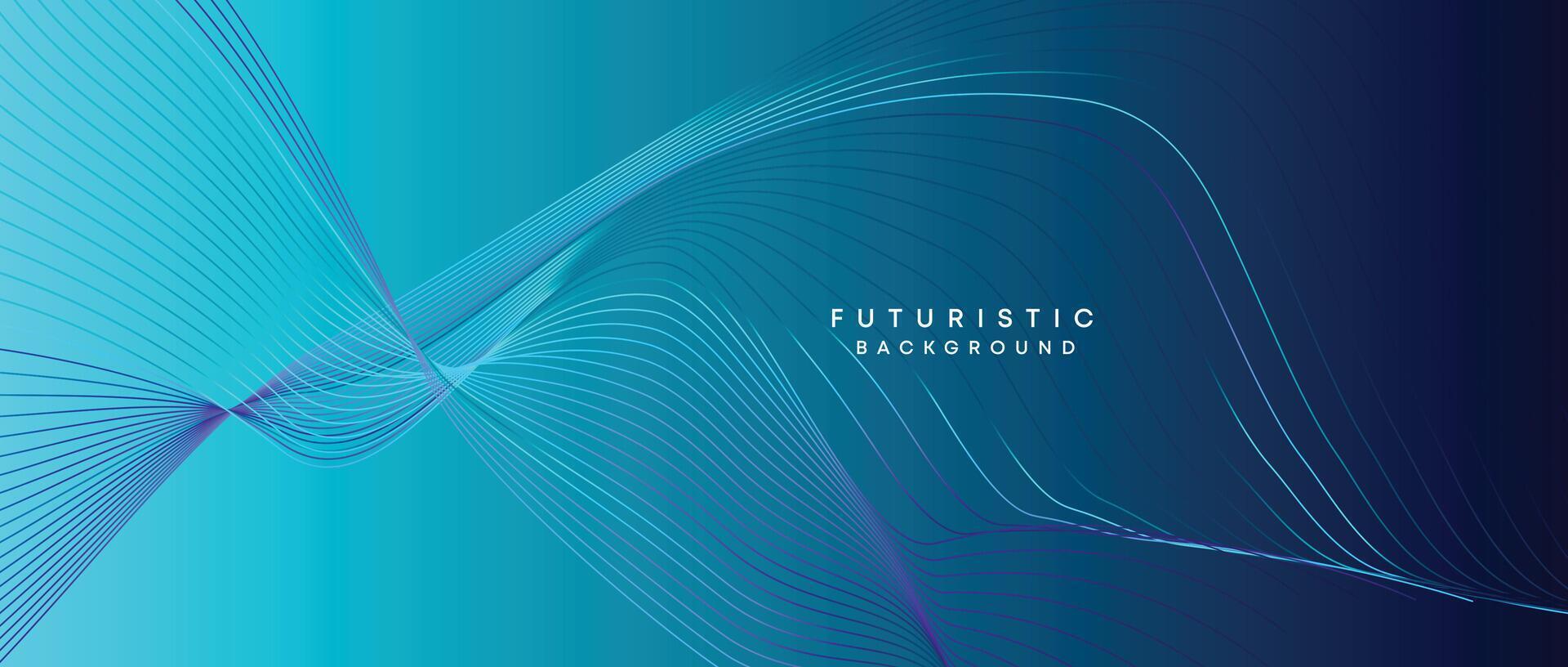 Abstract Peacock Blue, Ocean Dark Blue Technological Modern Flowing Wave Line Background. Teal Blue and Black Digital Future Technology Web Banner Background for Presentation, Cover, Slide, Magazine vector