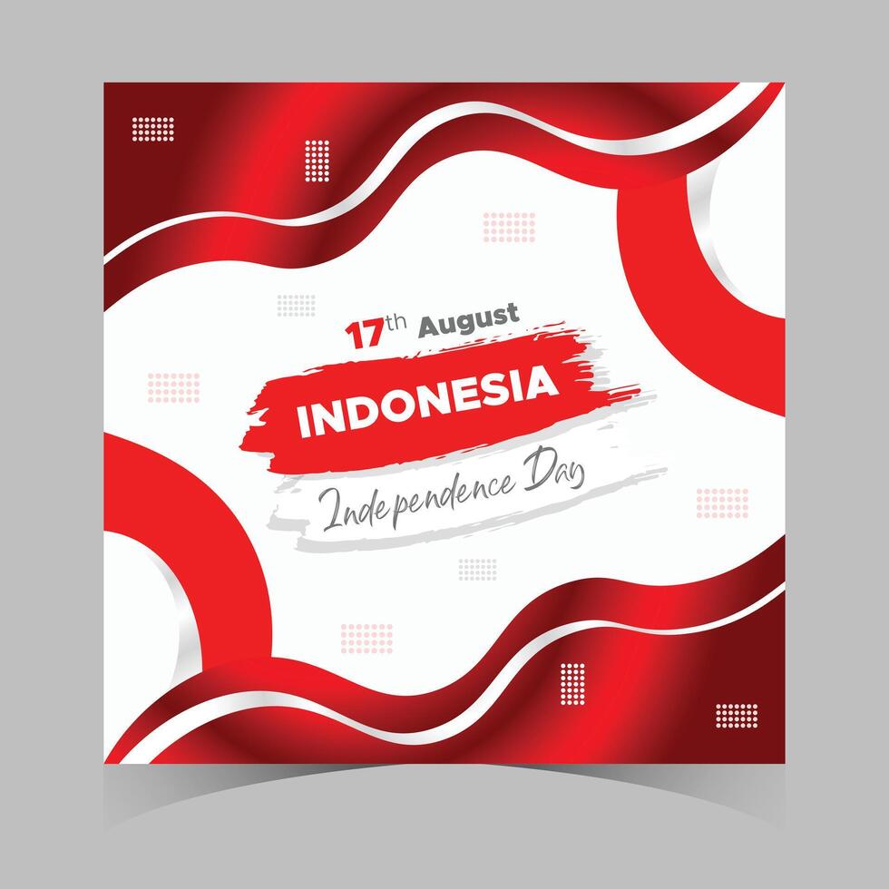 Indonesia Independence Day Web Banner With Red and White Flag in Background. 17 August Indonesia Happy Independence Day Social Media Post and Cover Banner, Flyer, Invitation card, Brochure, Poster vector