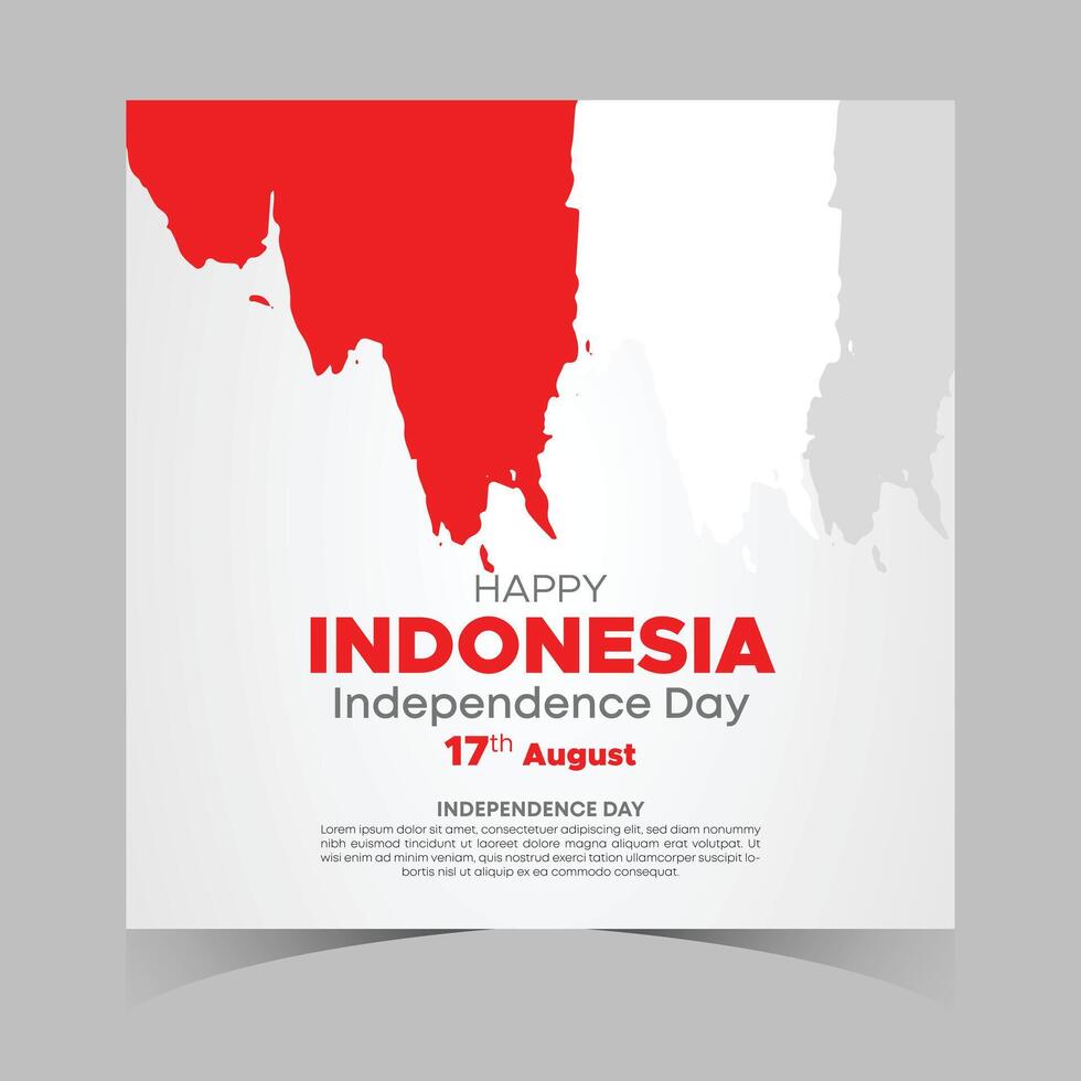 Indonesia Independence Day Web Banner With Red and White Flag in Background. 17 August Indonesia Happy Independence Day Social Media Post and Cover Banner, Flyer, Invitation card, Brochure, Poster vector