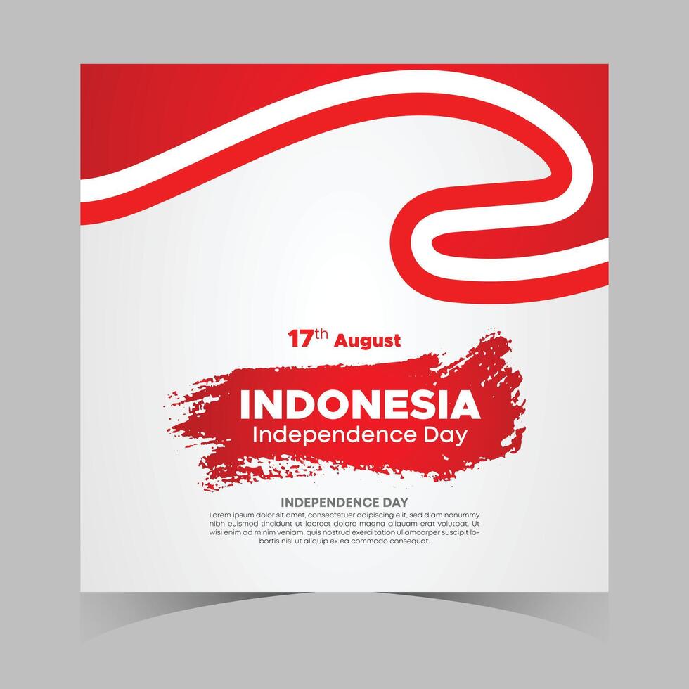 Indonesia Independence Day Web Banner With Red and White Flag in Background. 17 August Indonesia Happy Independence Day Social Media Post and Cover Banner, Flyer, Invitation card, Brochure, Poster vector