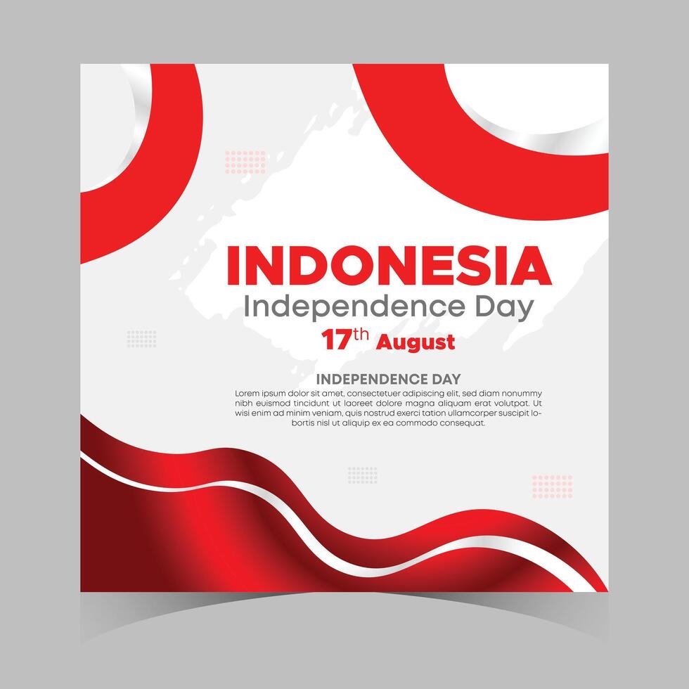 Indonesia Independence Day Web Banner With Red and White Flag in Background. 17 August Indonesia Happy Independence Day Social Media Post and Cover Banner, Flyer, Invitation card, Brochure, Poster vector