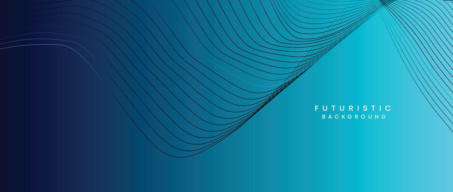 Abstract Peacock Blue, Ocean Dark Blue Technological Modern Flowing Wave Line Background. Teal Blue and Black Digital Future Technology Web Banner Background for Presentation, Cover, Slide, Magazine vector