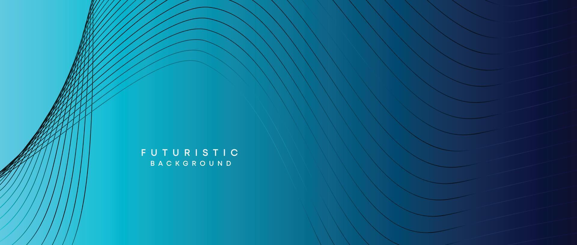 Abstract Peacock Blue, Ocean Dark Blue Technological Modern Flowing Wave Line Background. Teal Blue and Black Digital Future Technology Web Banner Background for Presentation, Cover, Slide, Magazine vector