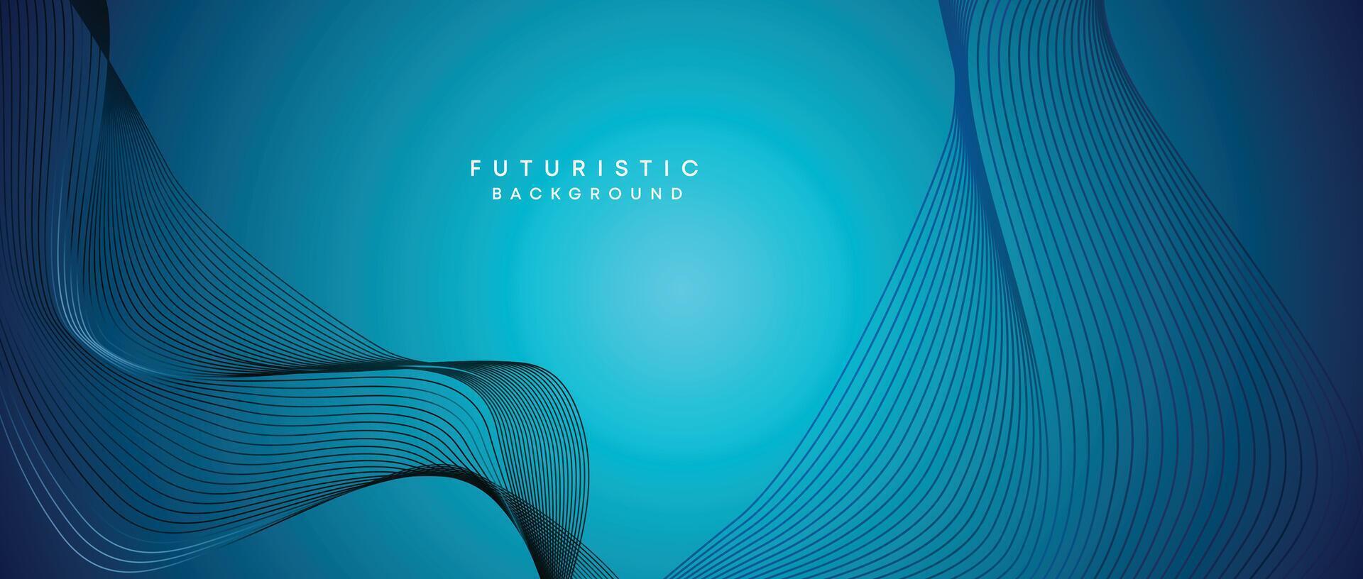 Abstract Peacock Blue, Ocean Dark Blue Technological Modern Flowing Wave Line Background. Teal Blue and Black Digital Future Technology Web Banner Background for Presentation, Cover, Slide, Magazine vector