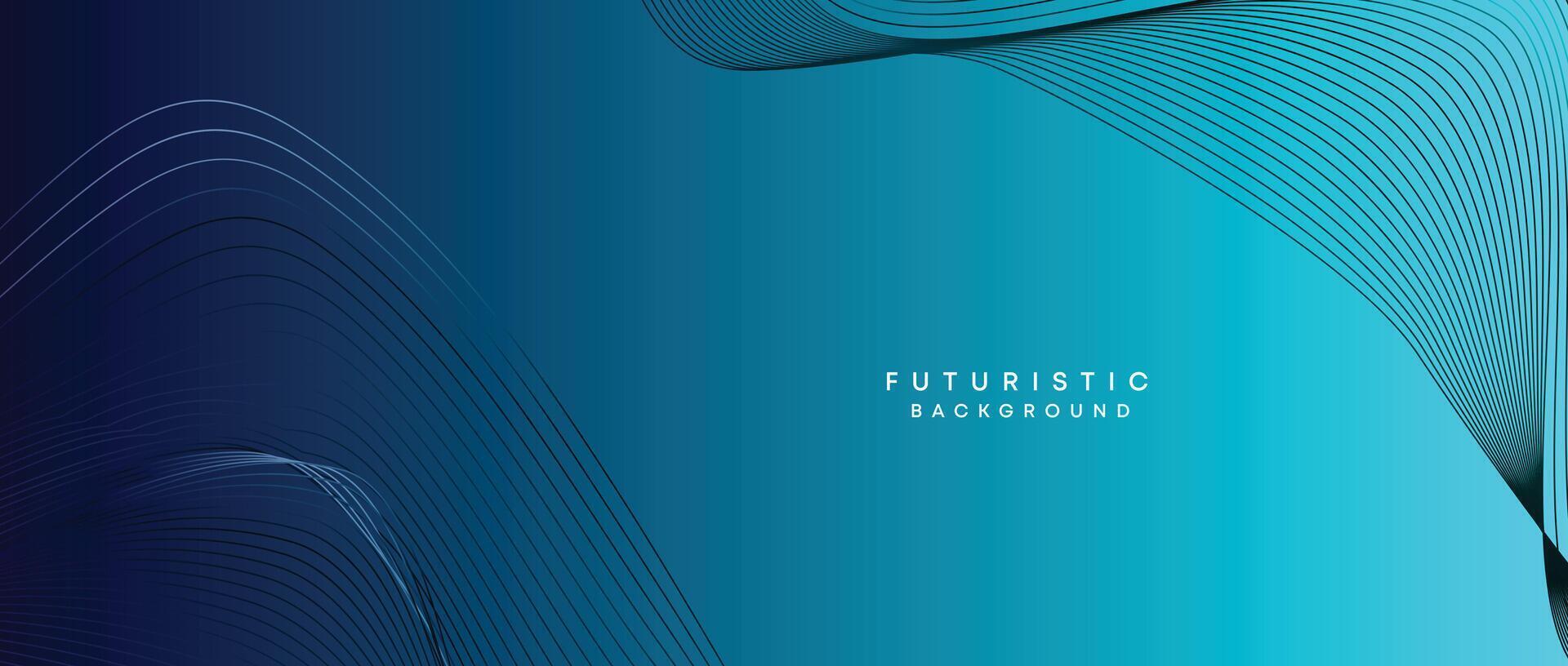 Abstract Peacock Blue, Ocean Dark Blue Technological Modern Flowing Wave Line Background. Teal Blue and Black Digital Future Technology Web Banner Background for Presentation, Cover, Slide, Magazine vector