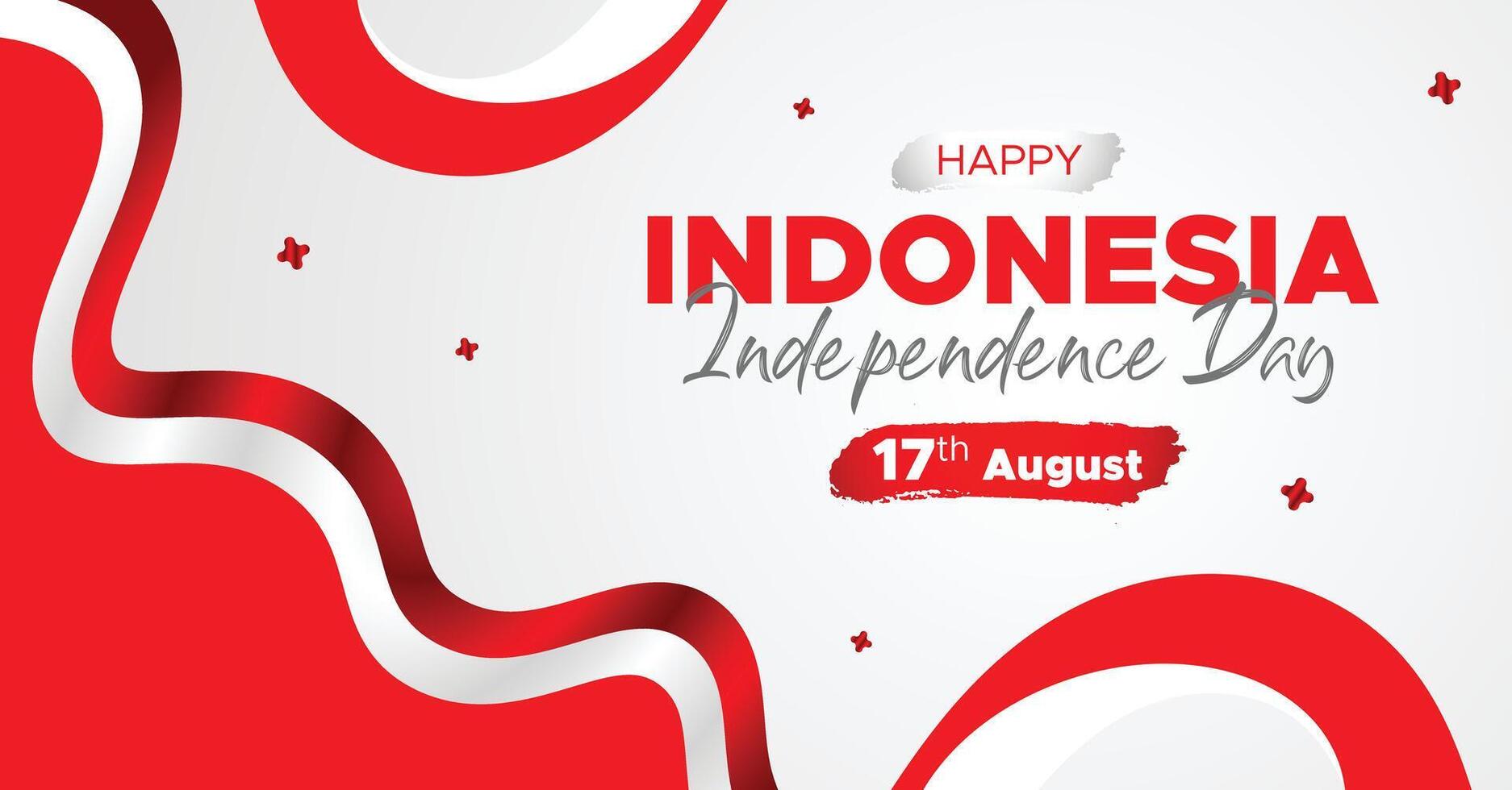 Indonesia Independence Day Web Banner With Red and White Flag in Background. 17 August Indonesia Happy Independence Day Social Media Post and Cover Banner, Flyer, Invitation card, Brochure, Poster vector