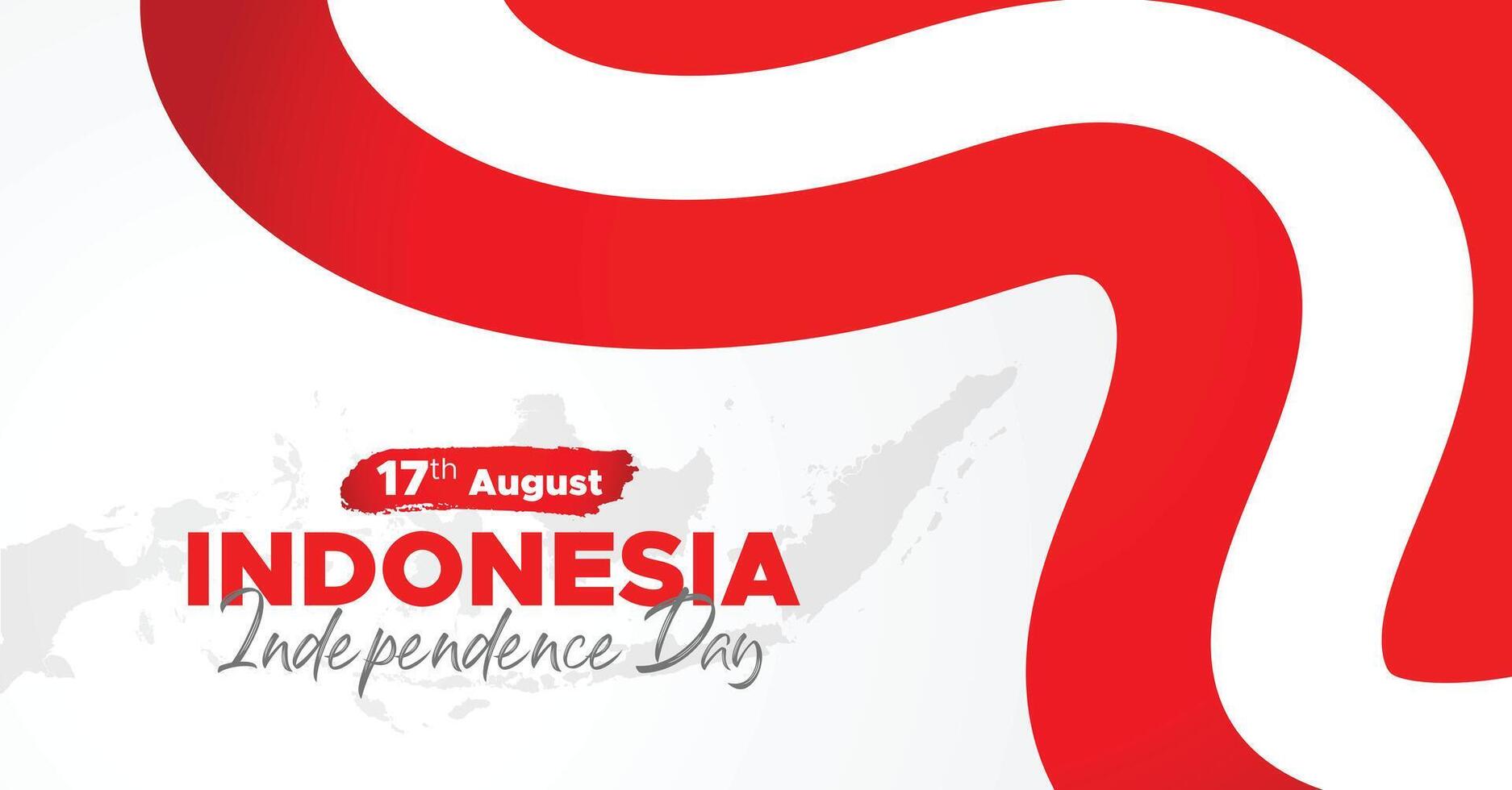Indonesia Independence Day Web Banner With Red and White Flag in Background. 17 August Indonesia Happy Independence Day Social Media Post and Cover Banner, Flyer, Invitation card, Brochure, Poster vector