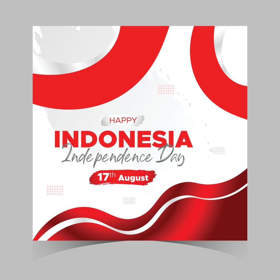 Indonesia Independence Day Web Banner With Red and White Flag in Background. 17 August Indonesia Happy Independence Day Social Media Post and Cover Banner, Flyer, Invitation card, Brochure, Poster vector