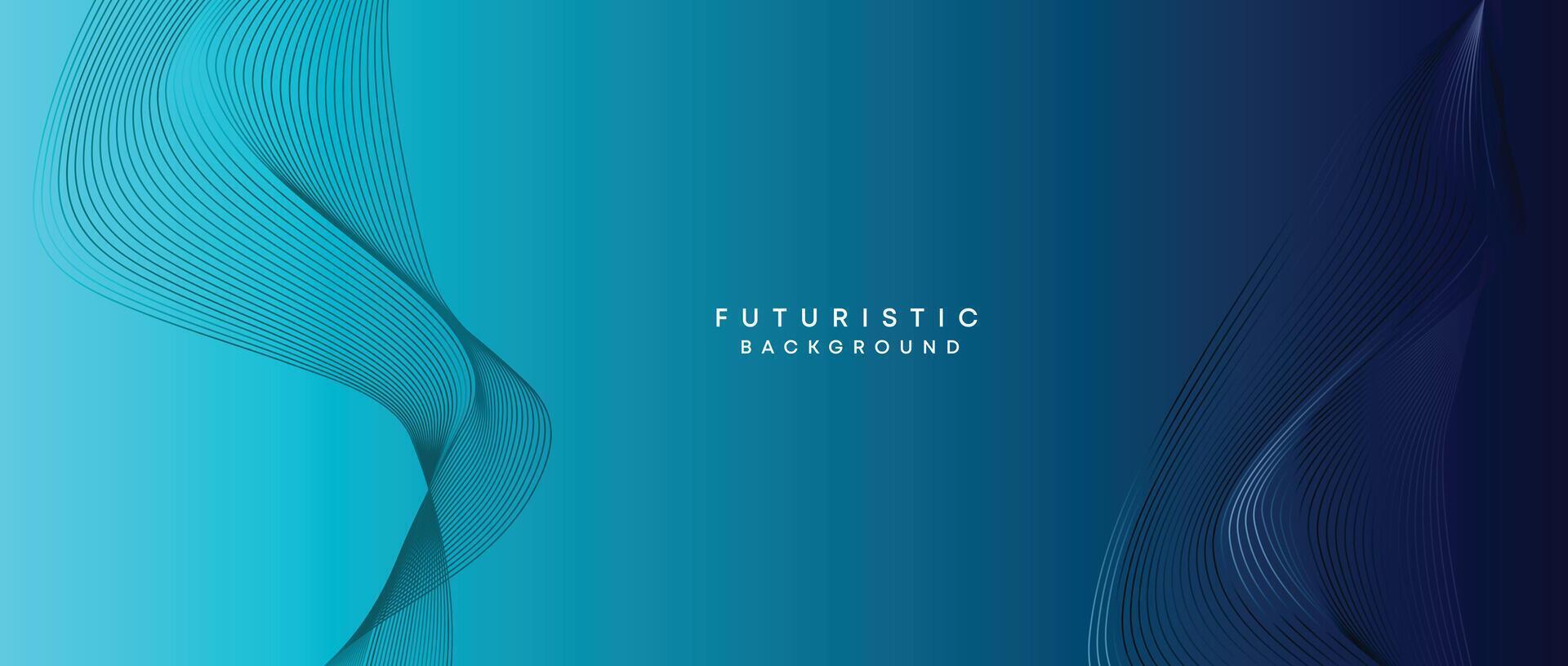 Abstract Peacock Blue, Ocean Dark Blue Technological Modern Flowing Wave Line Background. Teal Blue and Black Digital Future Technology Web Banner Background for Presentation, Cover, Slide, Magazine vector